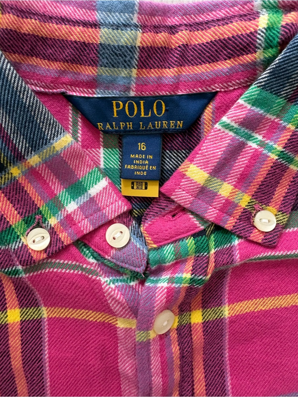Polo Ralph Lauren Preppy Pink Plaid Button-Up Cotton Dress Girl’s Size 16 - Picture 3 of 13